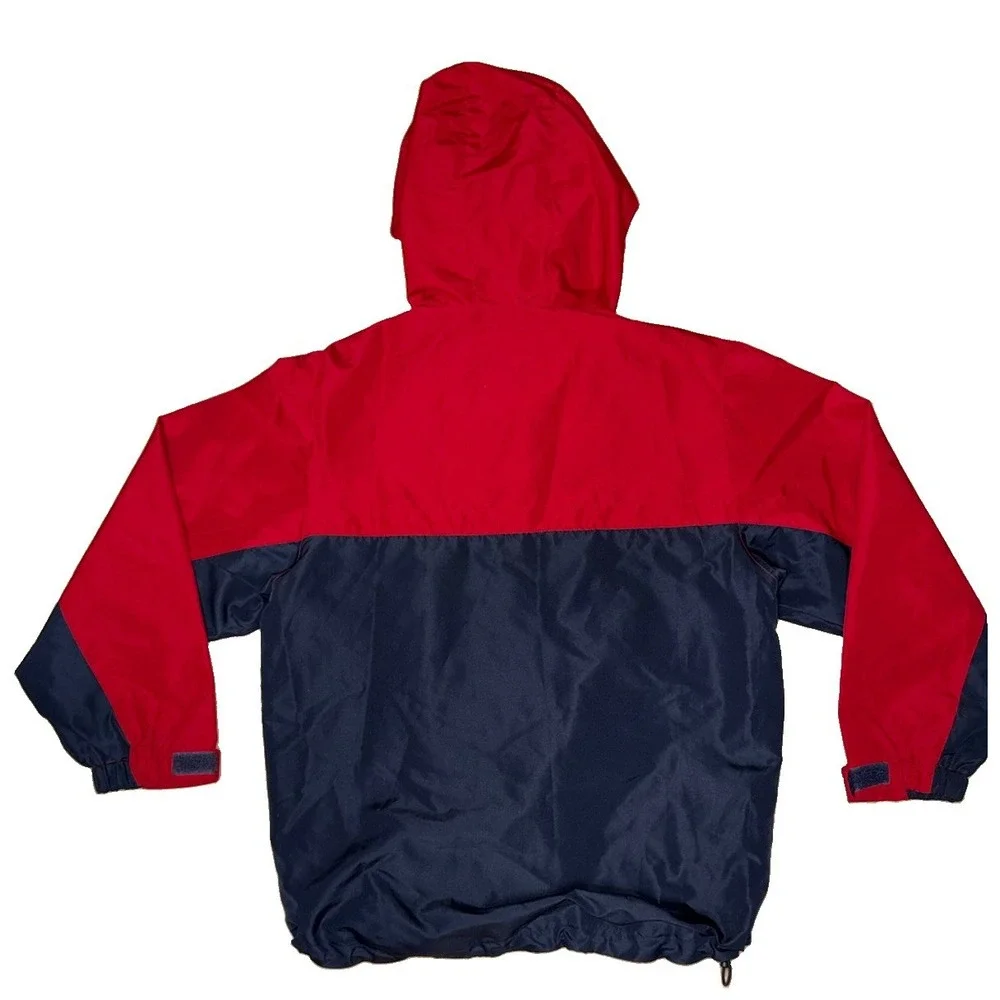 Old Navy Kids Size Large (10/12) Red Navy Blue Colorblock Hooded Windbreaker